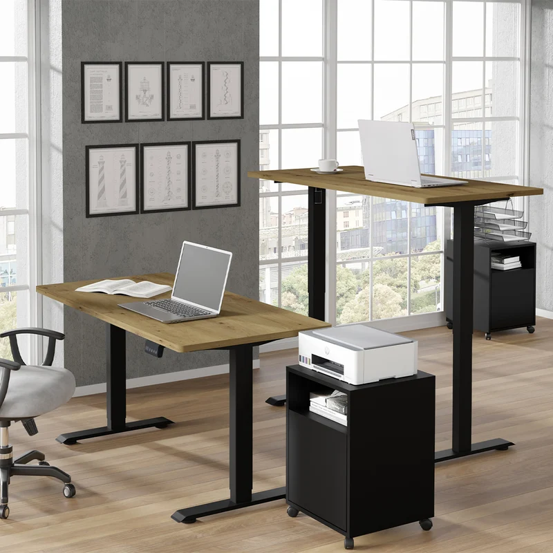 Bureau électrique 140 cm Ergo Bois et Noir