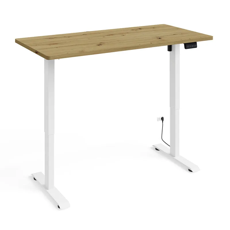 Bureau électrique 140 cm Ergo Bois et Blanc