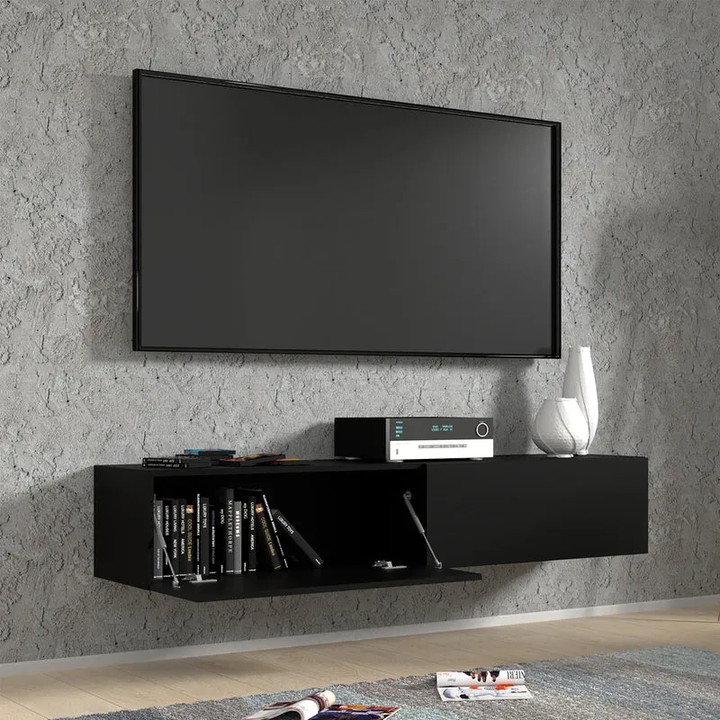 Meuble TV mural 2 portes 160 cm Bali Noir