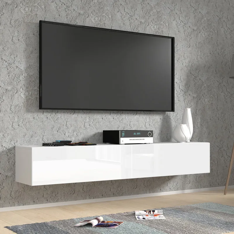 Meuble TV mural 2 portes 180 cm Bali Blanc