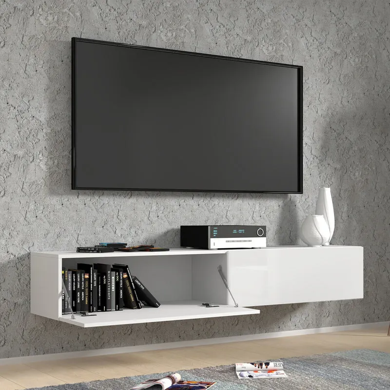 Meuble TV mural 2 portes 180 cm Bali Blanc