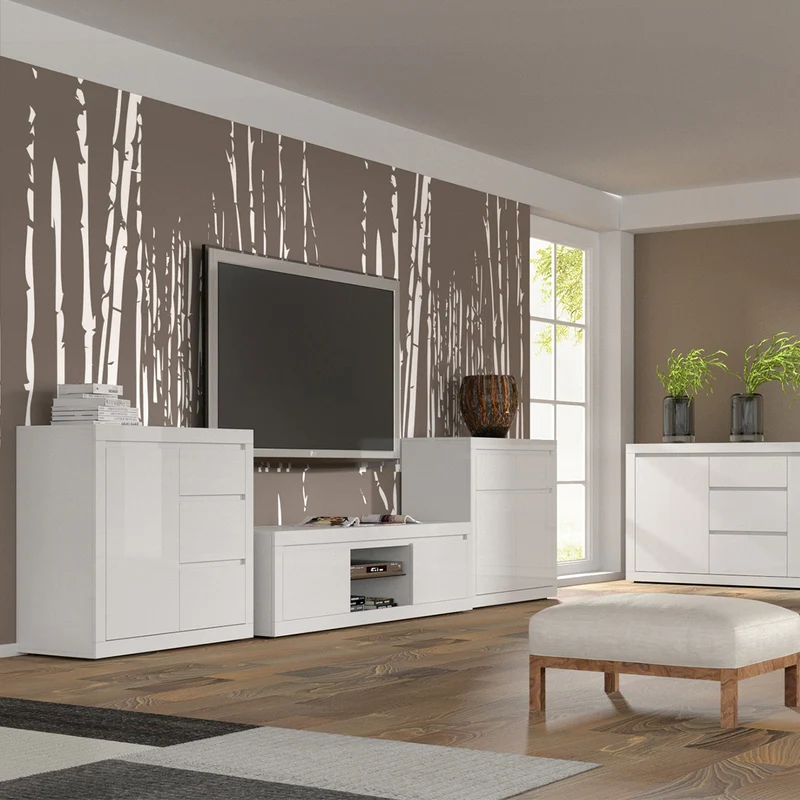 Meuble TV 2 portes 180 cm TV Olia Blanc