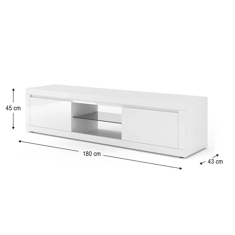 Meuble TV 2 portes 180 cm TV Olia Blanc