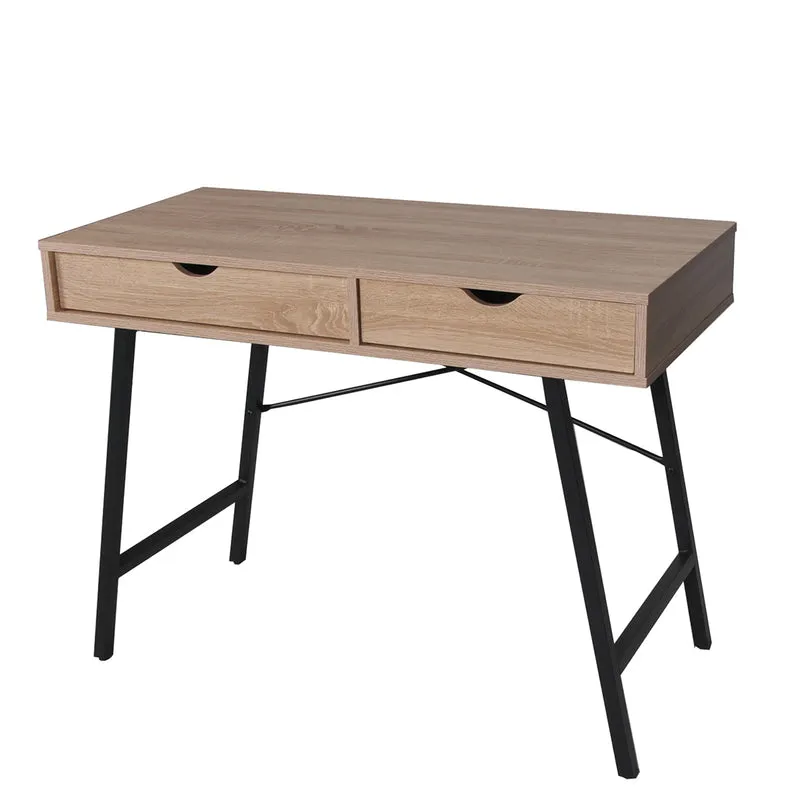 Bureau 2 tiroirs Parker Bois blanchi et Noir