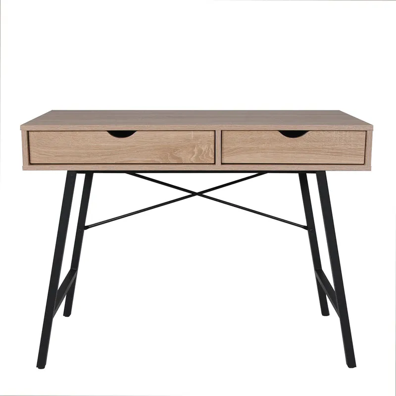 Bureau 2 tiroirs Parker Bois blanchi et Noir