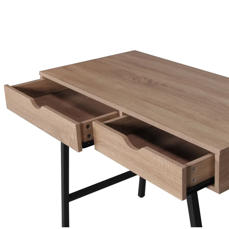 Bureau 2 tiroirs Parker Bois blanchi et Noir