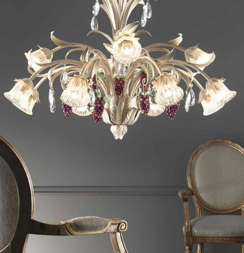 Casa Padrino Barock Kronleuchter Antikweiß Ø 95 x H. 80 cm 12-flammig - Handgefertigte Leuchte aus Italien - Barock Leuchten