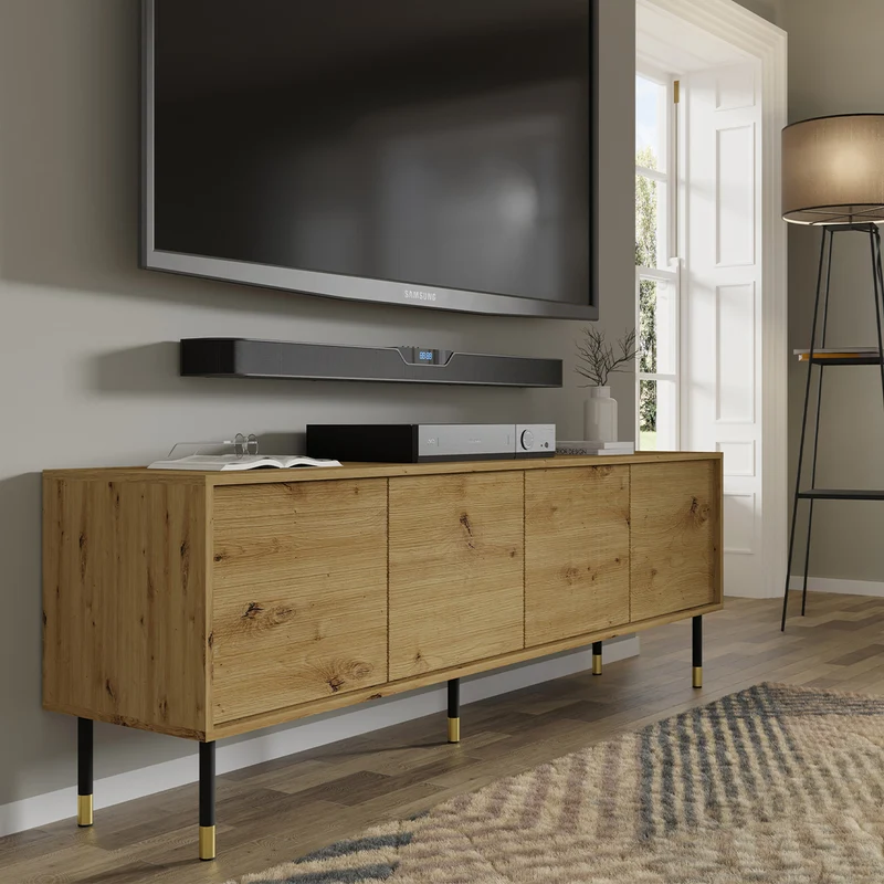 Meuble TV 4 portes 180 cm Rani Bois
