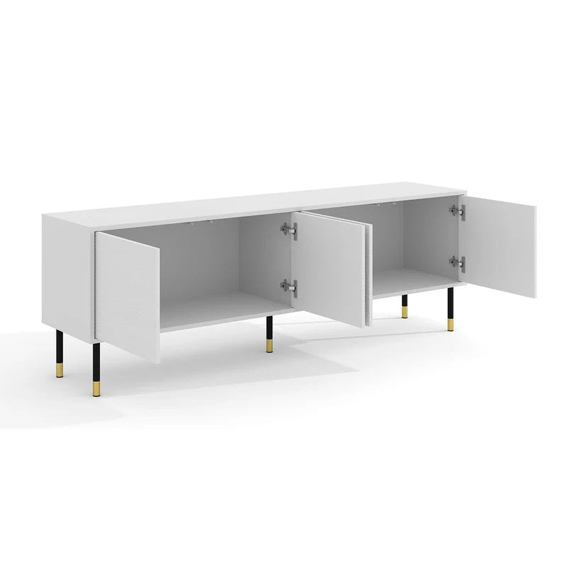 Meuble TV 4 portes 180 cm Rani Blanc