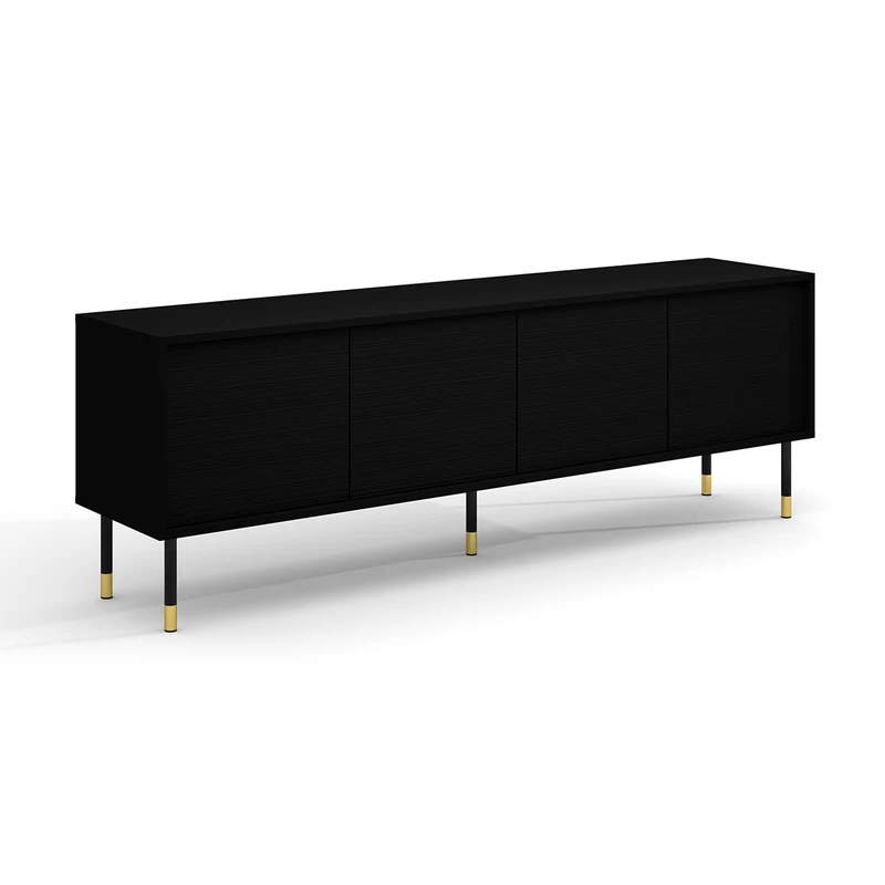 Meuble TV 4 portes 180 cm Rani Noir