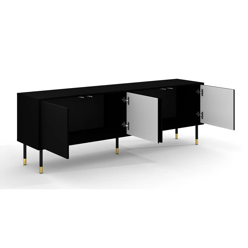Meuble TV 4 portes 180 cm Rani Noir