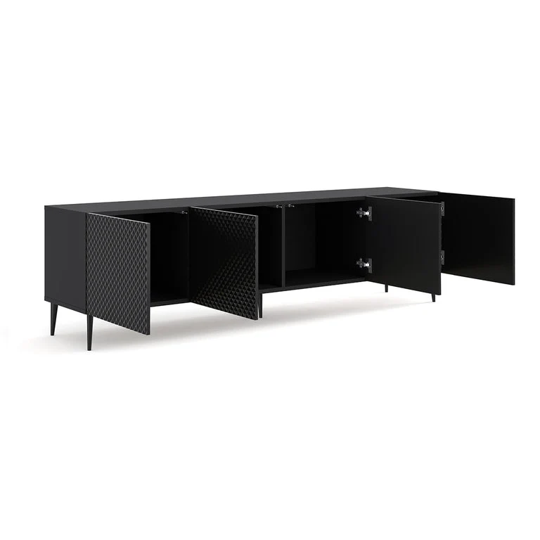 Meuble TV 4 portes 200 cm Philaé Noir