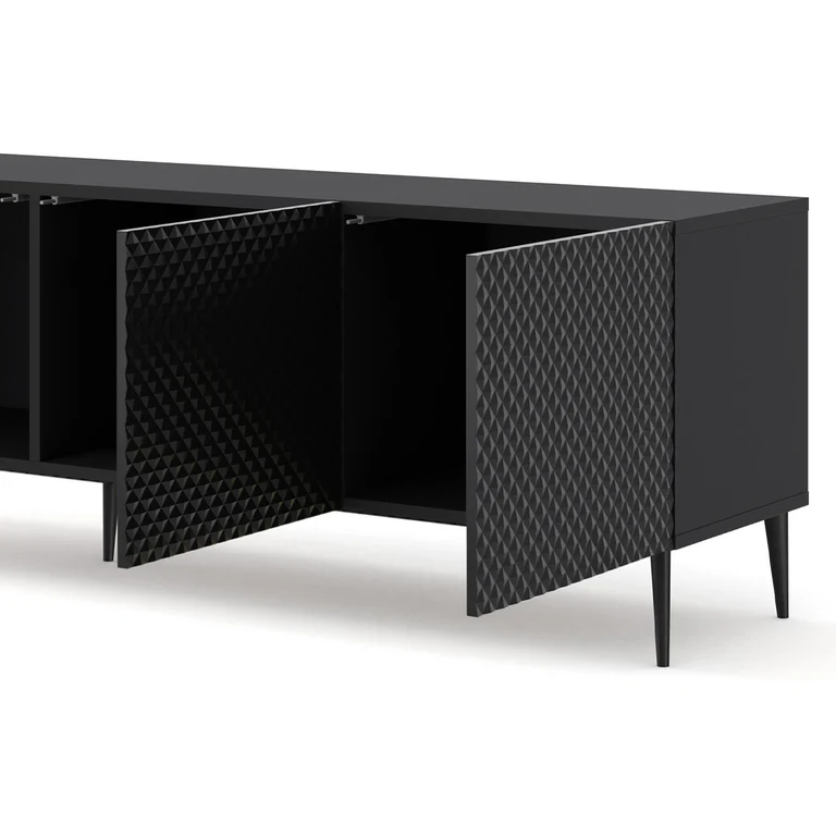Meuble TV 4 portes 200 cm Philaé Noir