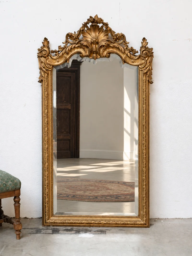 Georges, le grand miroir ancien sculpté style Louis XV N°1382