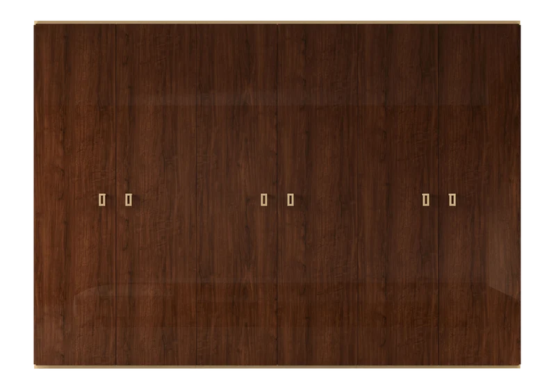 Armoire 6 portes noyer laqué – Eva