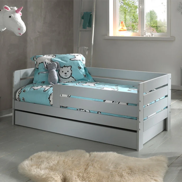 Lit 70x140 sommier et tiroir inclus Vipack Ted - Gris