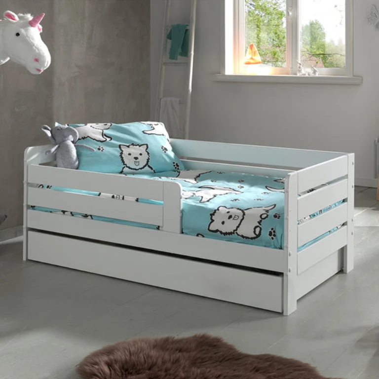 Lit 70x140 sommier et tiroir inclus Vipack Ted - Blanc