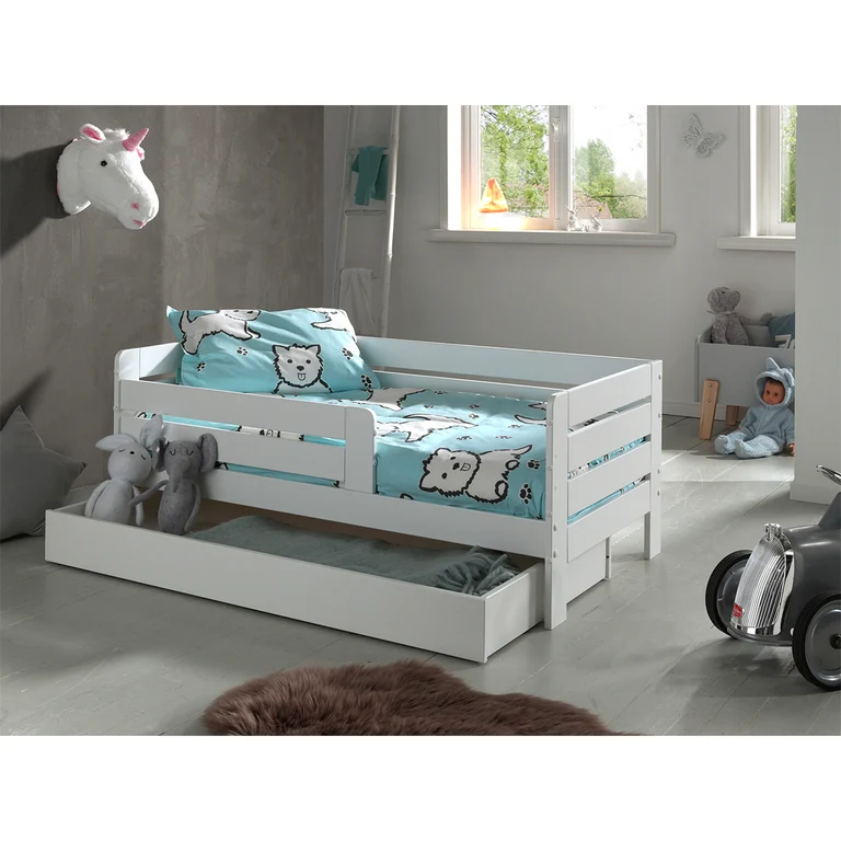 Lit 70x140 sommier et tiroir inclus Vipack Ted - Blanc
