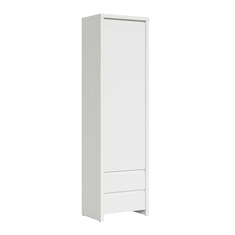 Armoire colonne 1 porte 2 tiroirs Soren Blanc