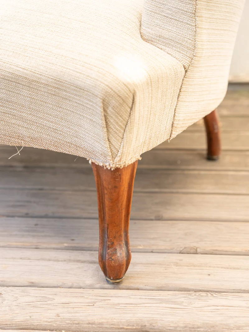 Ernest, le fauteuil en bois et tissu beige N°1547