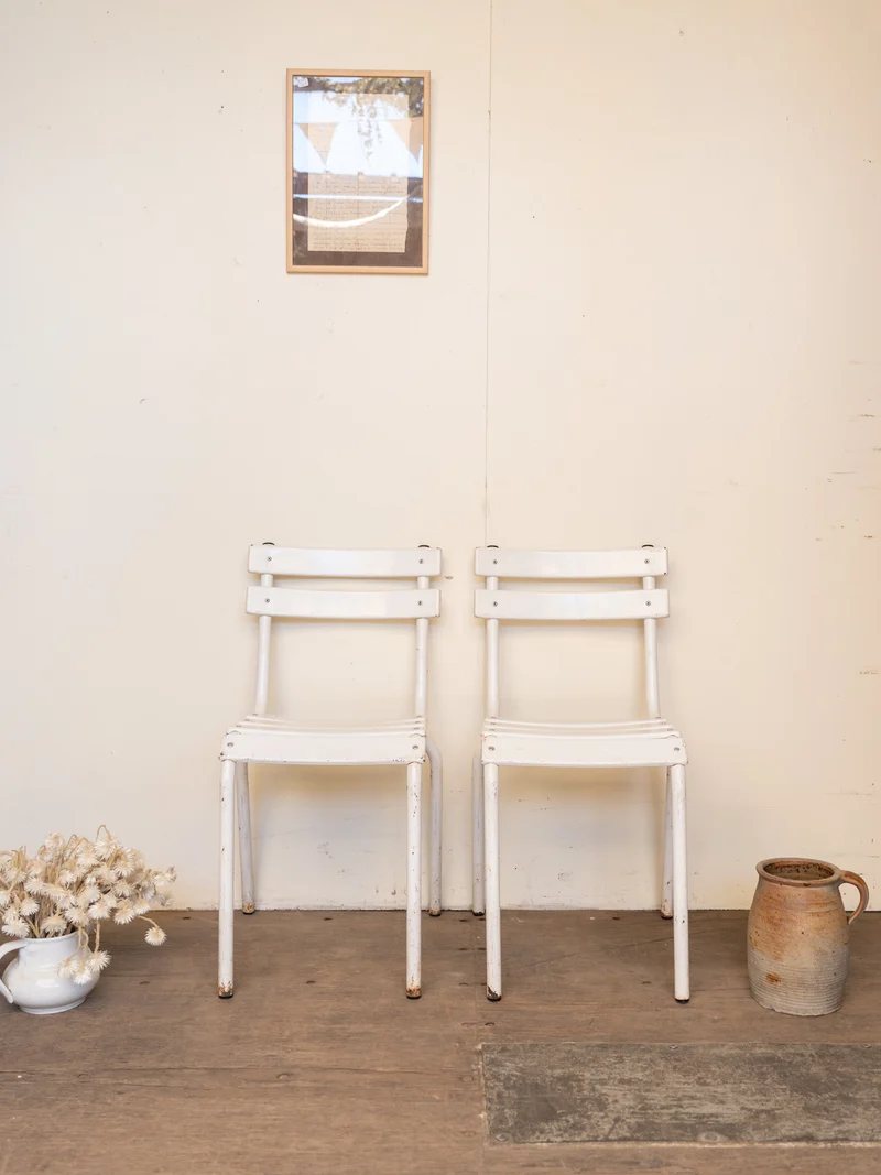 Alma, le lot de 4 chaises en métal blanc N°1832