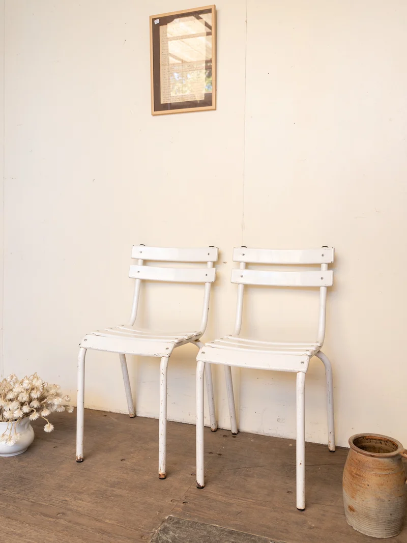 Alma, le lot de 4 chaises en métal blanc N°1832