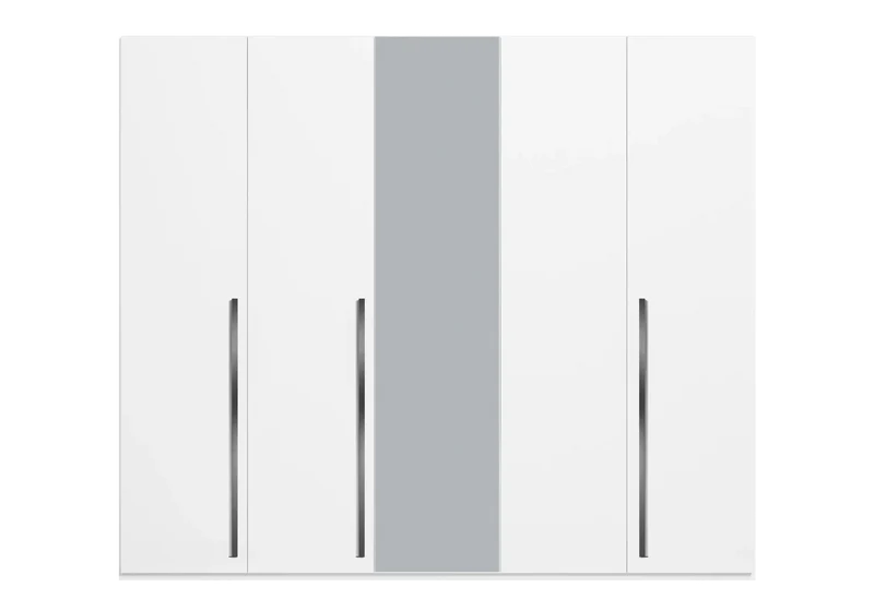 Armoire 3 à 5 portes blanc laqué avec miroir - Bianca