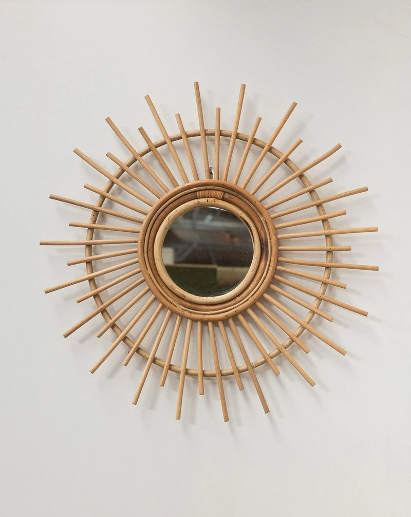 Georges, le miroir soleil en rotin N°1399