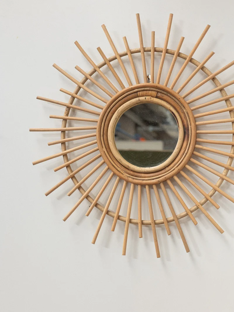 Georges, le miroir soleil en rotin N°1399