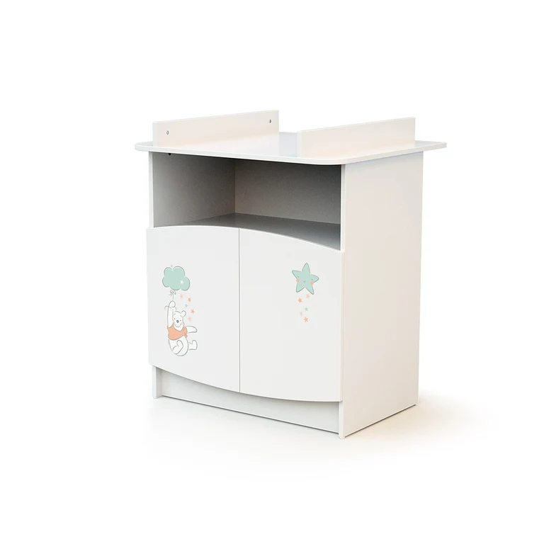 Lit bébé 60x120 et commode avec plan à langer AT4 Disney Up in the Sky Winnie Blanc