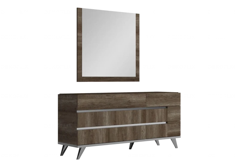 Miroir mural rectangulaire bois chêne laqué design - Medea