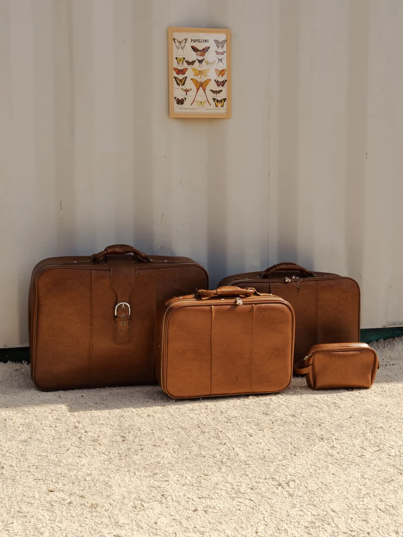 Lucienne, l'ensemble de valises en cuir marron N°322
