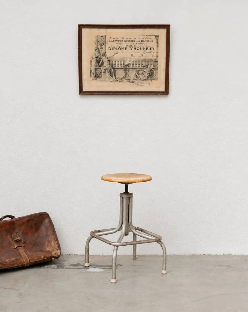 Axel, le tabouret d'atelier en métal et bois N°729