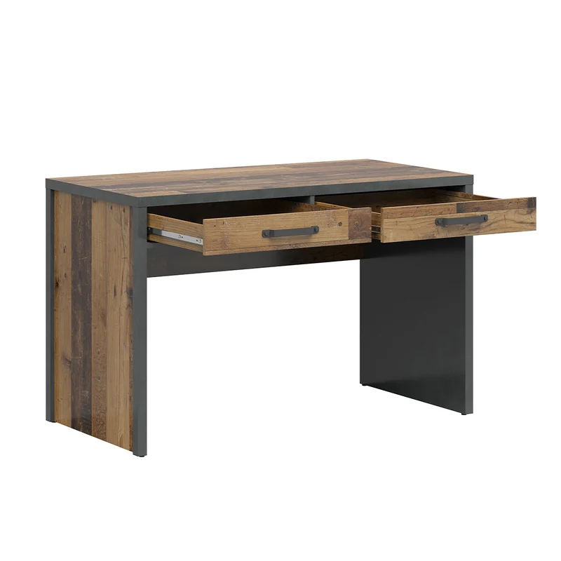 Bureau 2 tiroirs Paul Bois et Gris anthracite