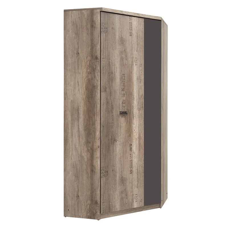 Armoire d'angle 2 portes Abel Bois et Gris