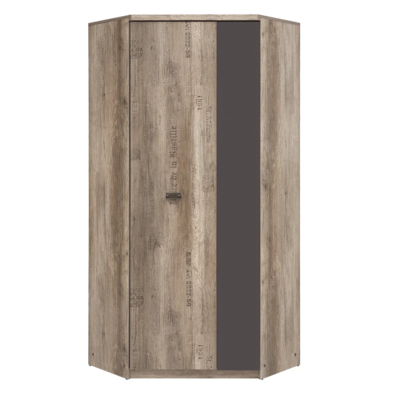 Armoire d'angle 2 portes Abel Bois et Gris