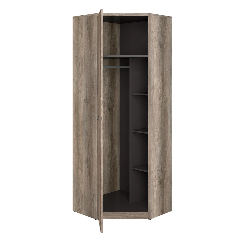 Armoire d'angle 1 porte Abel Bois et Gris
