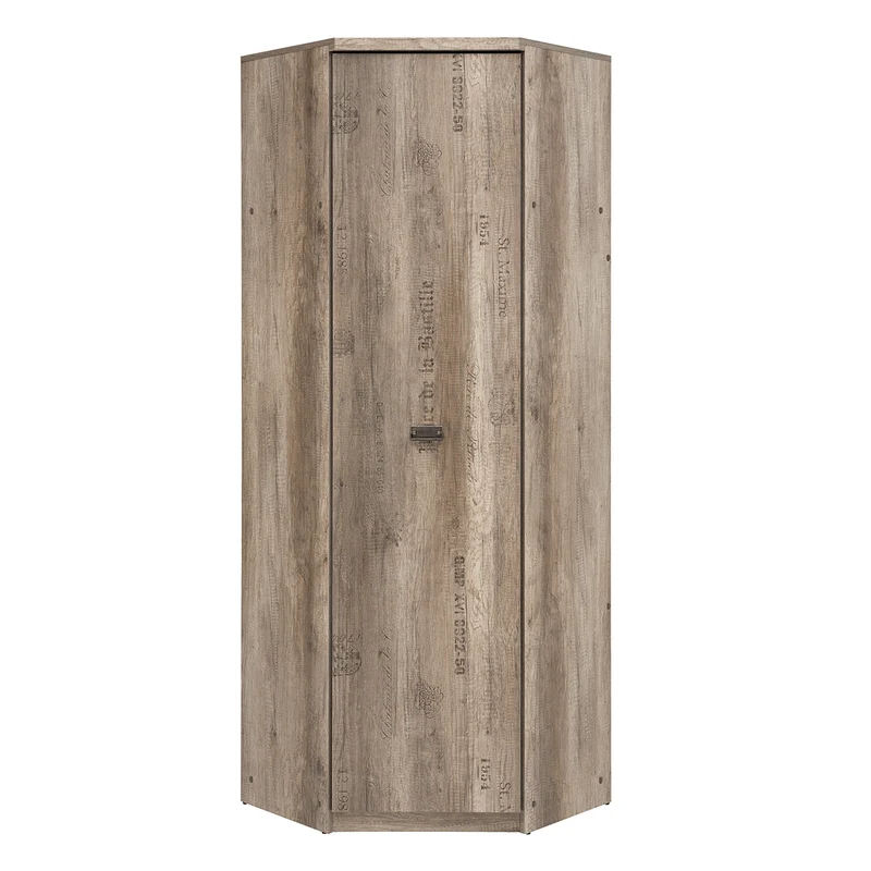 Armoire d'angle 1 porte Abel Bois et Gris