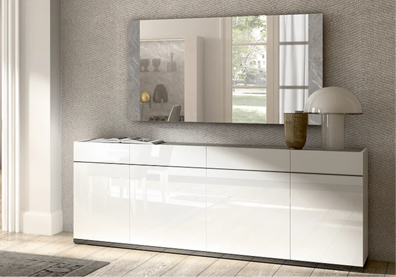 Miroir mural rectangulaire 138 cm marbre gris - Mara