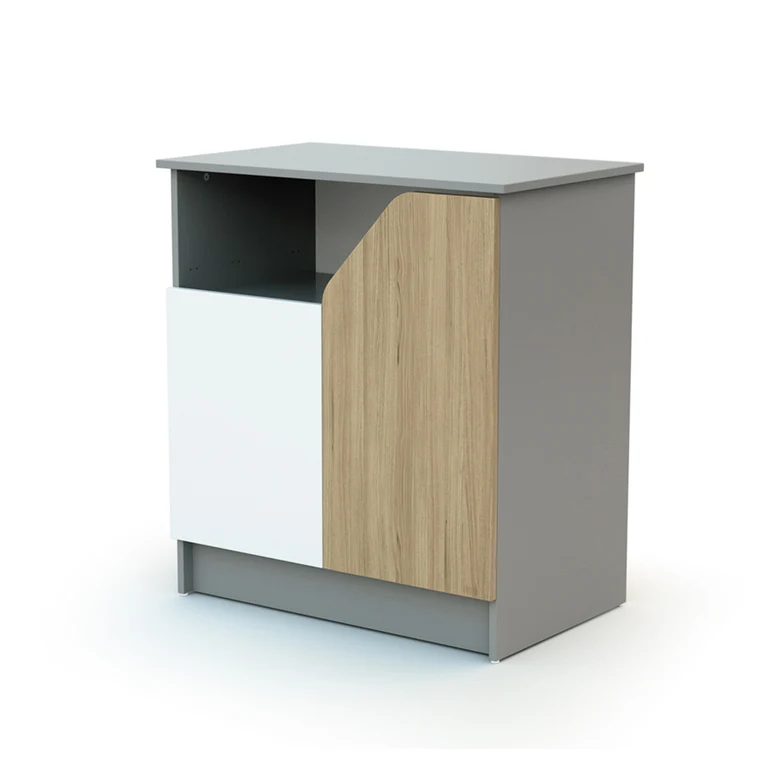 Chambre complète lit bébé 60x120 commode à langer et armoire AT4 Carnaval Gris blanc et bois