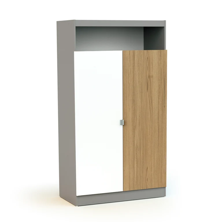 Chambre complète lit bébé 60x120 commode à langer et armoire AT4 Carnaval Gris blanc et bois