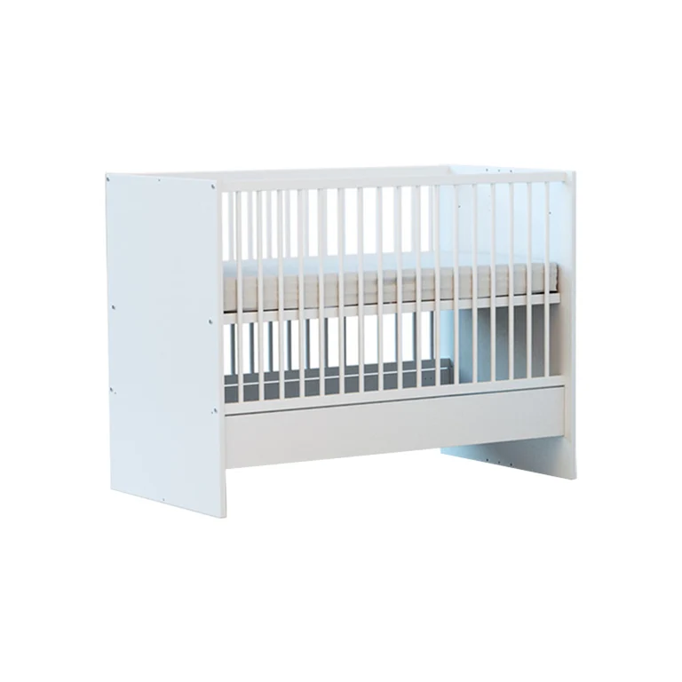 Lit évolutif 60x120 en 90x190 et commode avec plan à langer AT4 Carnaval Blanc