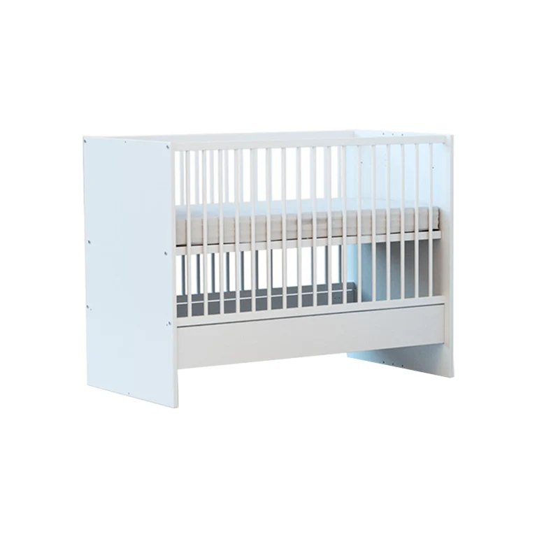Lit évolutif 60x120 en 90x190 et commode avec plan à langer AT4 Carnaval Blanc et bois