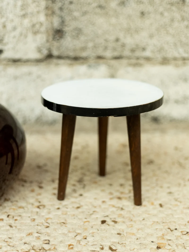 Axel, le mini tabouret bois et blanc N°724