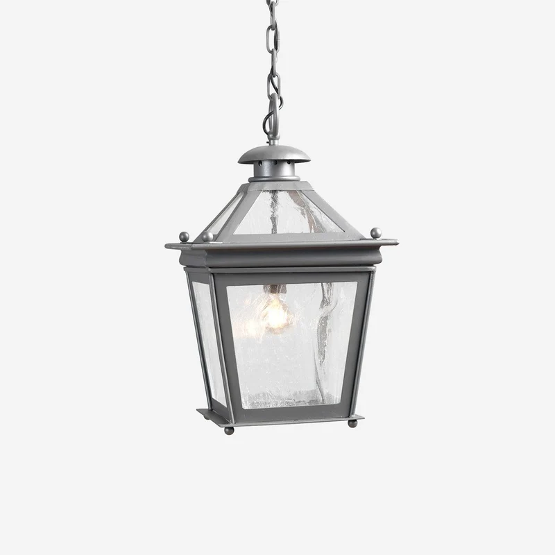 Casa Padrino Luxus Außen Hängeleuchte Laterne Grau B. 45 x H. 68 cm - Handgefertigte Laterne aus Schmiedeeisen - Luxus Kollektion - Edel & Prunkvoll