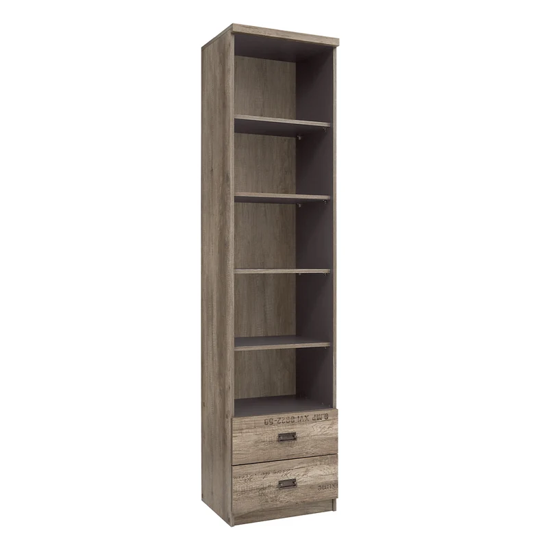 Bibliothèque 2 tiroirs Abel Bois et Gris