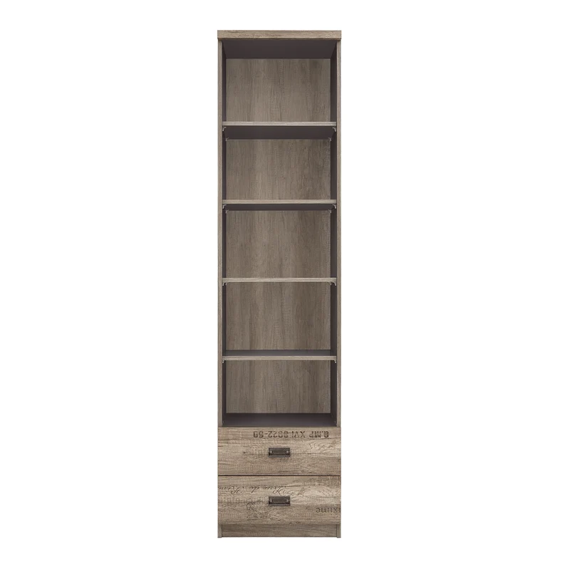 Bibliothèque 2 tiroirs Abel Bois et Gris