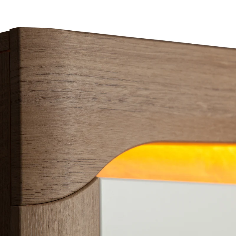 Vaisselier 2 portes gauche LED inclus Teo Blanc et Bois