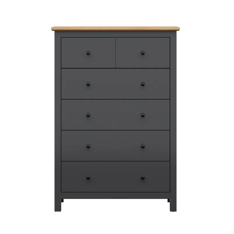 Commode 6 tiroirs Duck Gris anthracite et Bois