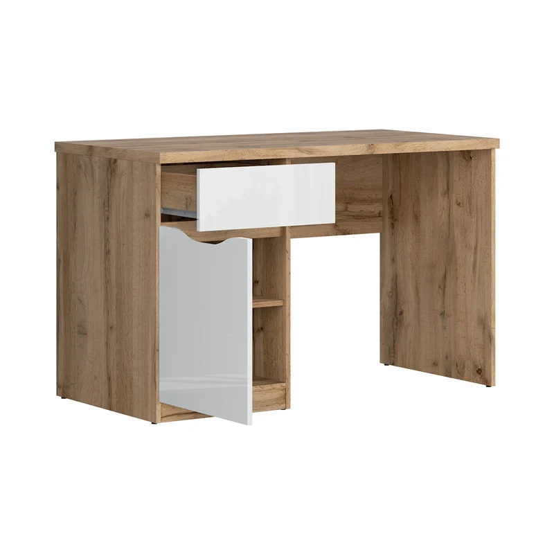 Bureau 1 tiroir 1 porte June Blanc et Bois